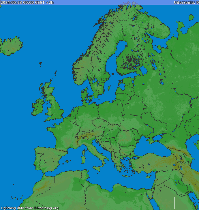 Villámtérkép Európa 2024-05-23 (Animáció)