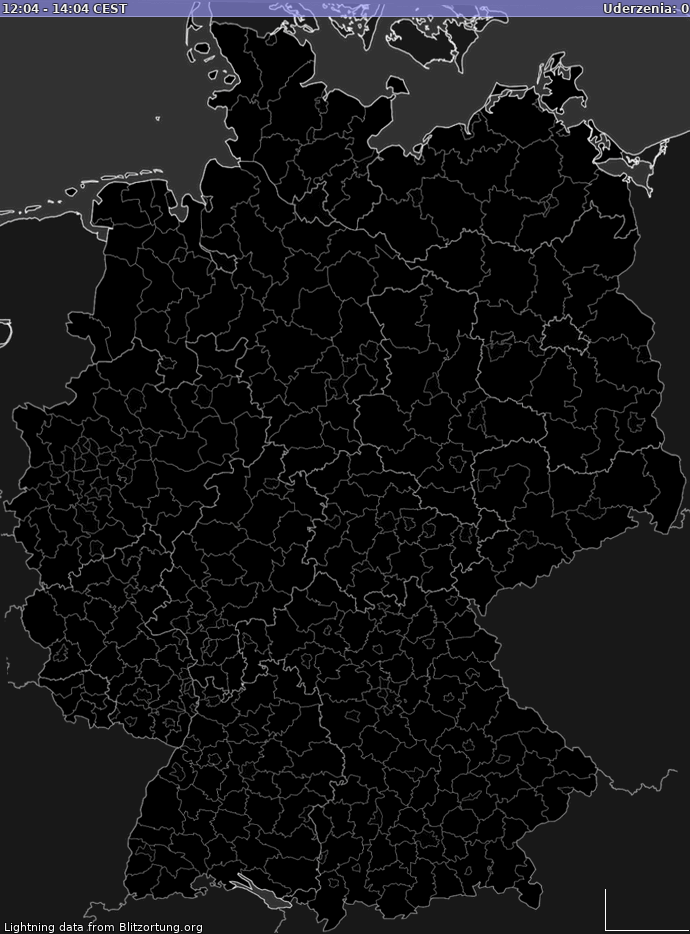 Mapa wyładowań Niemcy 2023-02-05 21:34:01 CET
