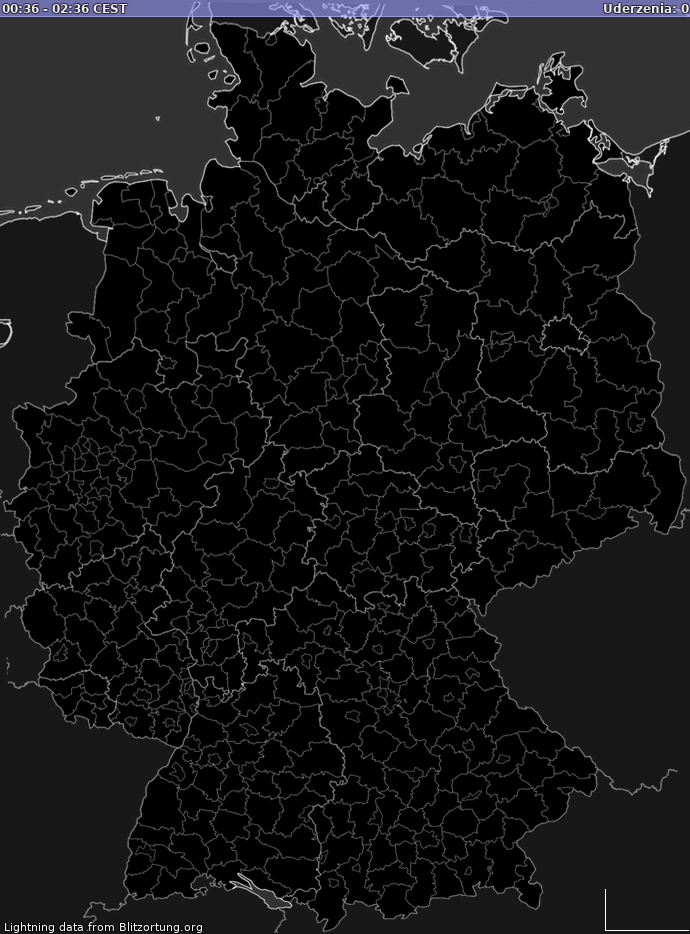 Mapa wyładowań Niemcy 2024-04-25 10:44:45 CEST